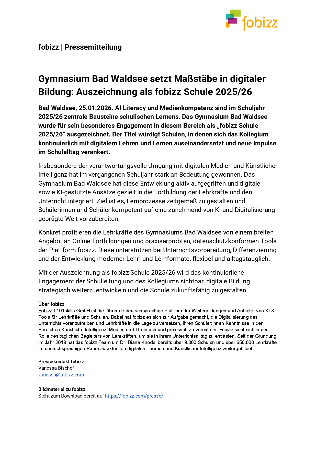 2601 I Pressemeldung Lokalpresse Schulen